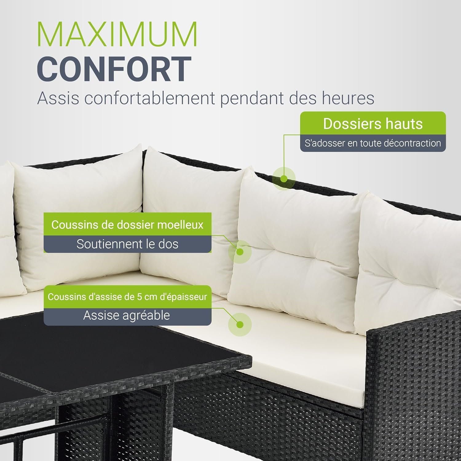 Salon de jardin Juskys Manacor en polyrotin – Ensemble lounge 7 places – Image 3