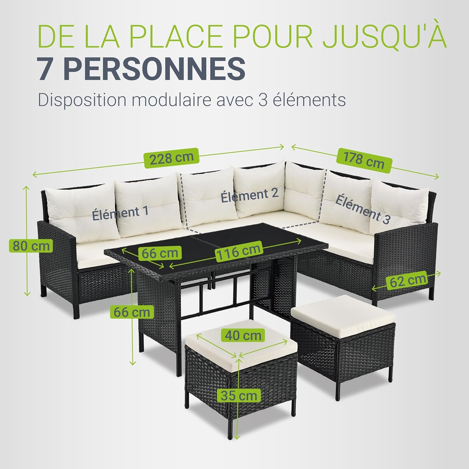 Salon de jardin Juskys Manacor en polyrotin – Ensemble lounge 7 places – Image 4