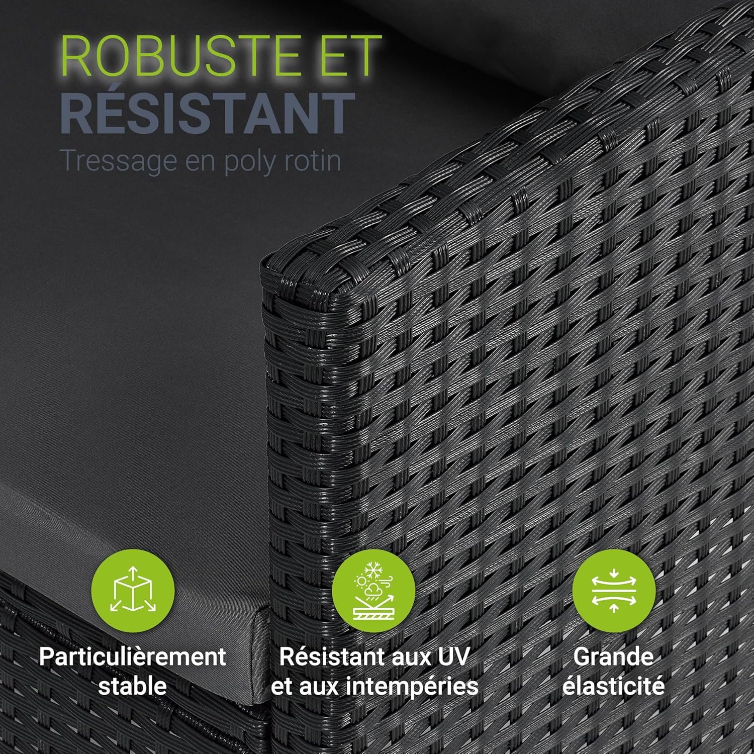 Salon de jardin Juskys Manacor en polyrotin – Ensemble lounge 7 places – Image 6