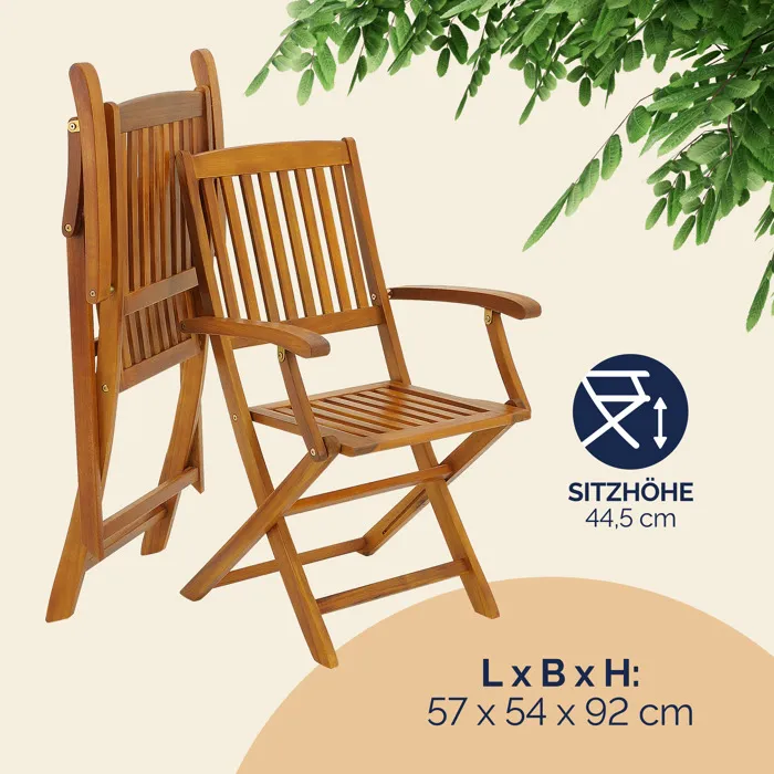 Salon de jardin CASARIA Boston – Table et 6 chaises pliantes en bois d’acacia – Image 2