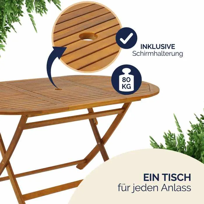 Salon de jardin CASARIA Boston – Table et 6 chaises pliantes en bois d’acacia – Image 4