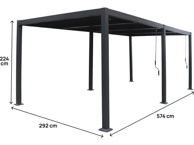 Pergola bioclimatique "Windsor" en aluminium - 3 x 6 m - Gris – Image 4