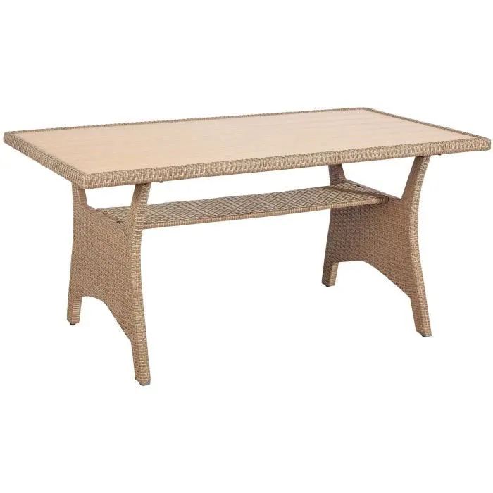 Salon de jardin KAPAS - 5 personnes - Acier et résine tressée - Beige – Image 6