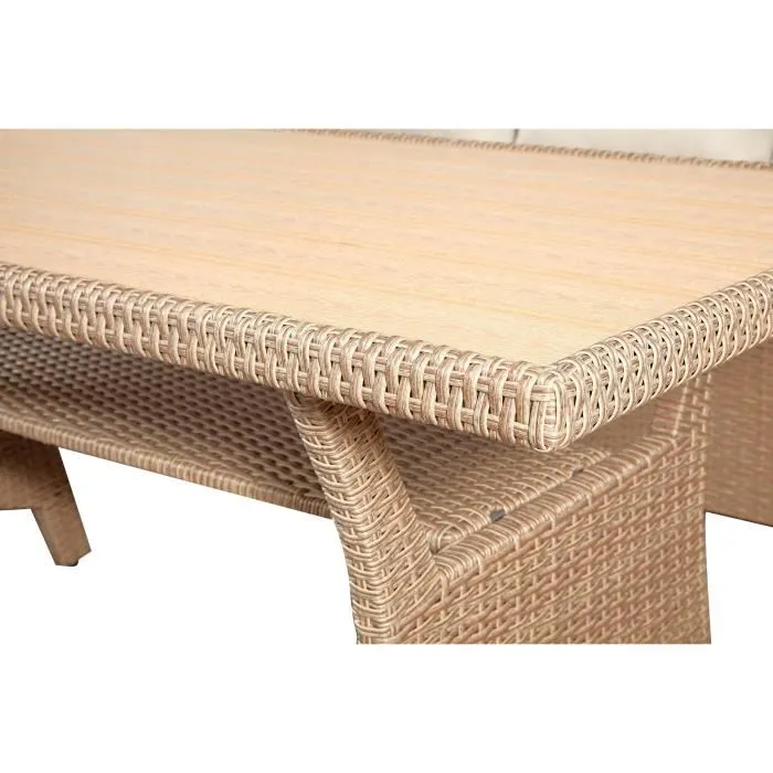 Salon de jardin KAPAS - 5 personnes - Acier et résine tressée - Beige – Image 9